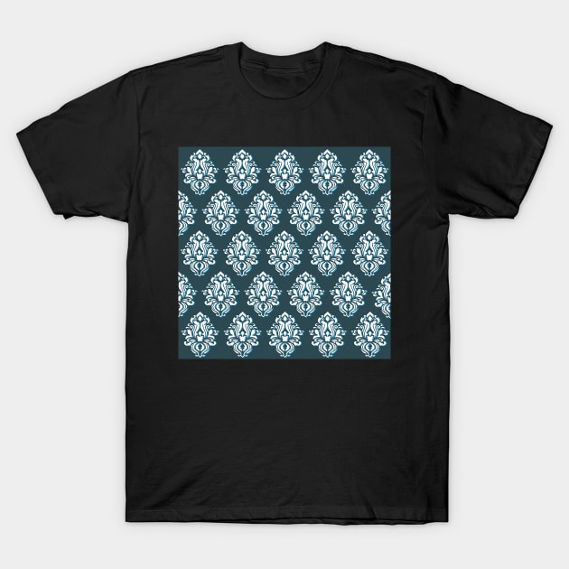 Block printed effect blue pattern T-Shirt by SamridhiVerma18